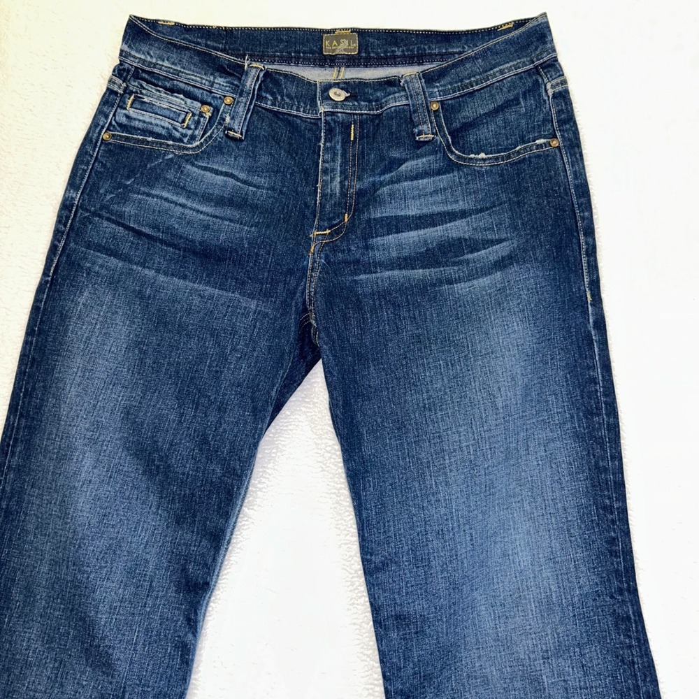 Kasil Triumph Bootcut Jeans Made in USA Mid Rise 34 Dark Wash Faded Denim Mens